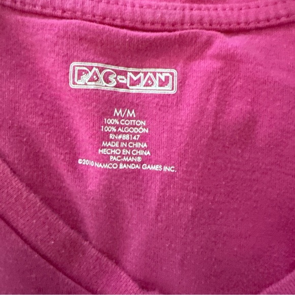 Retro Pac Man Hot Pink Juniors Long Tee Night Gown Sleep Short Sz M - Picture 5 of 5